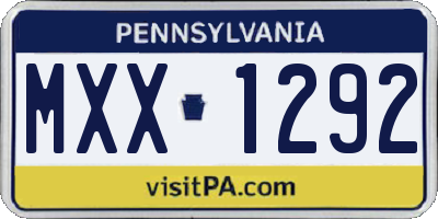 PA license plate MXX1292