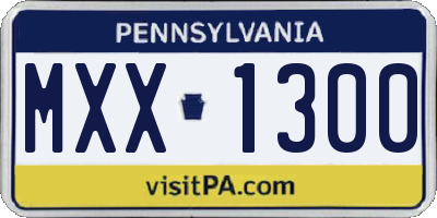 PA license plate MXX1300