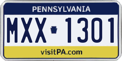 PA license plate MXX1301