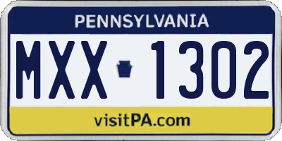 PA license plate MXX1302