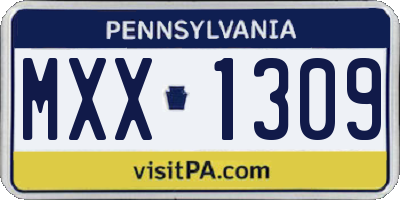 PA license plate MXX1309
