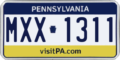 PA license plate MXX1311