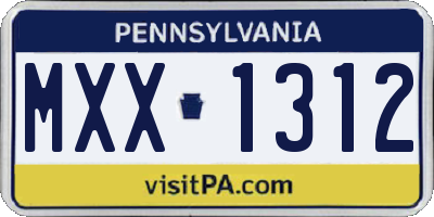 PA license plate MXX1312
