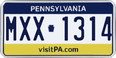 PA license plate MXX1314
