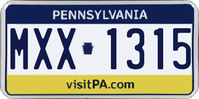 PA license plate MXX1315