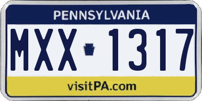 PA license plate MXX1317