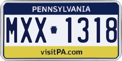 PA license plate MXX1318
