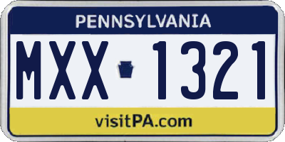PA license plate MXX1321
