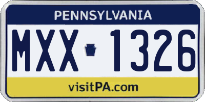 PA license plate MXX1326
