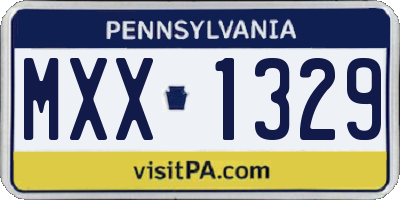 PA license plate MXX1329