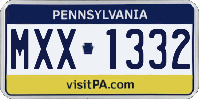 PA license plate MXX1332