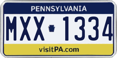 PA license plate MXX1334