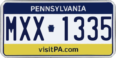 PA license plate MXX1335