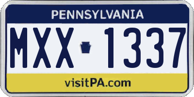 PA license plate MXX1337