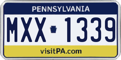 PA license plate MXX1339