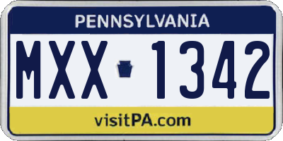 PA license plate MXX1342