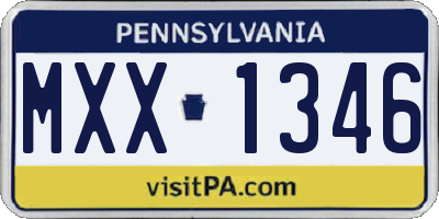 PA license plate MXX1346