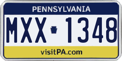 PA license plate MXX1348