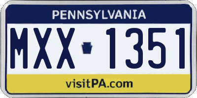 PA license plate MXX1351