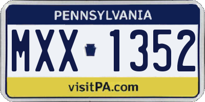 PA license plate MXX1352