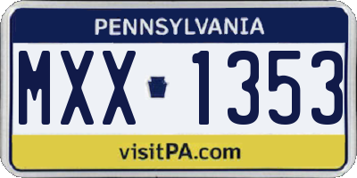 PA license plate MXX1353
