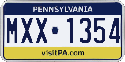 PA license plate MXX1354