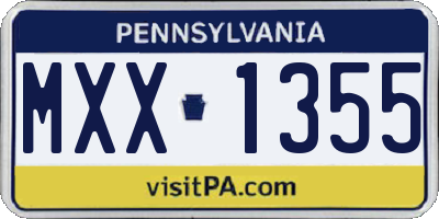 PA license plate MXX1355