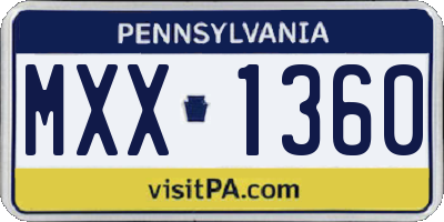 PA license plate MXX1360