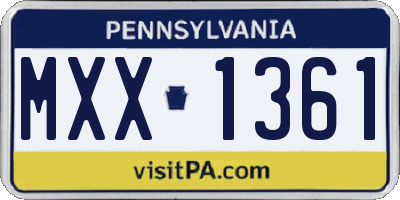 PA license plate MXX1361