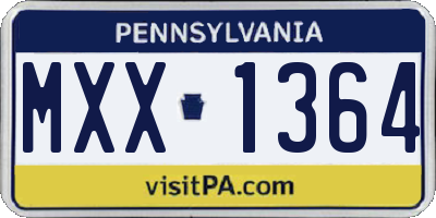 PA license plate MXX1364