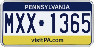 PA license plate MXX1365