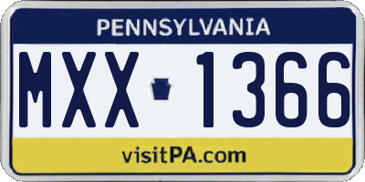 PA license plate MXX1366