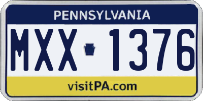 PA license plate MXX1376