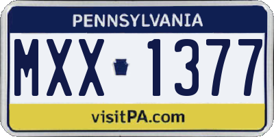 PA license plate MXX1377