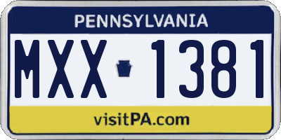 PA license plate MXX1381