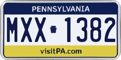 PA license plate MXX1382