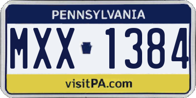 PA license plate MXX1384