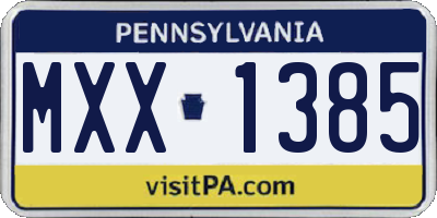 PA license plate MXX1385