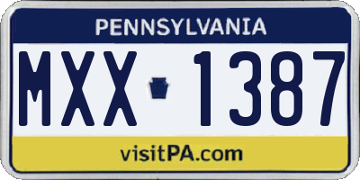 PA license plate MXX1387