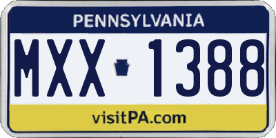 PA license plate MXX1388