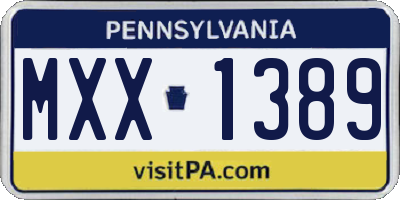 PA license plate MXX1389