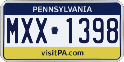PA license plate MXX1398