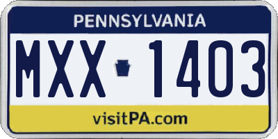 PA license plate MXX1403