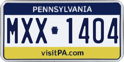 PA license plate MXX1404