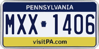 PA license plate MXX1406