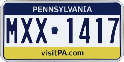 PA license plate MXX1417
