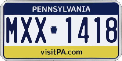 PA license plate MXX1418