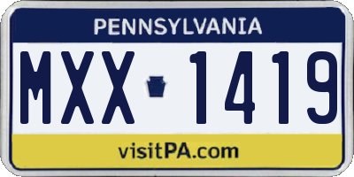 PA license plate MXX1419