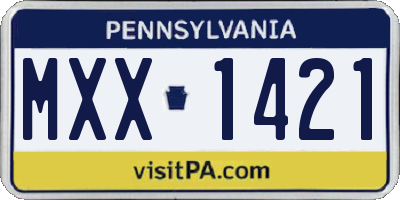 PA license plate MXX1421