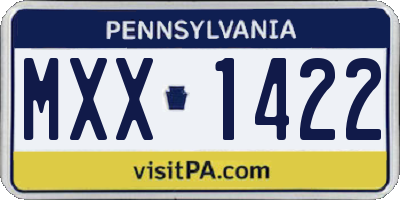 PA license plate MXX1422